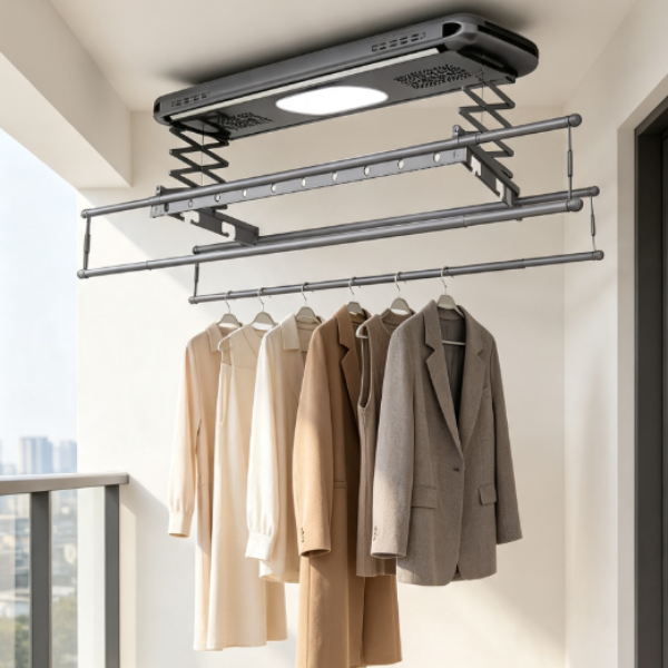 Saniware SW‑9016A Aluminium Electric Clothes Hanger 1300 ( L ) x 350 ( W ) x 78mm Premium Retractable Drying Rack for Home & Renovation Projects