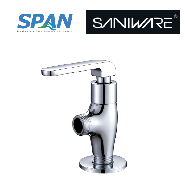 Saniware SWP-BR-3300 Chrome Angle Valve Suitable for: Basin Taps, Toilet Cisterns and Compatible Bathroom Water Supply Connections