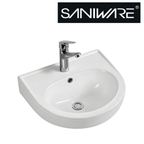 Saniware WB-288 410mm Ceramic White Wall Hung Basin Sinki Tandas Bilik Mandi For Bathroom, Powder Room, Small Spaces