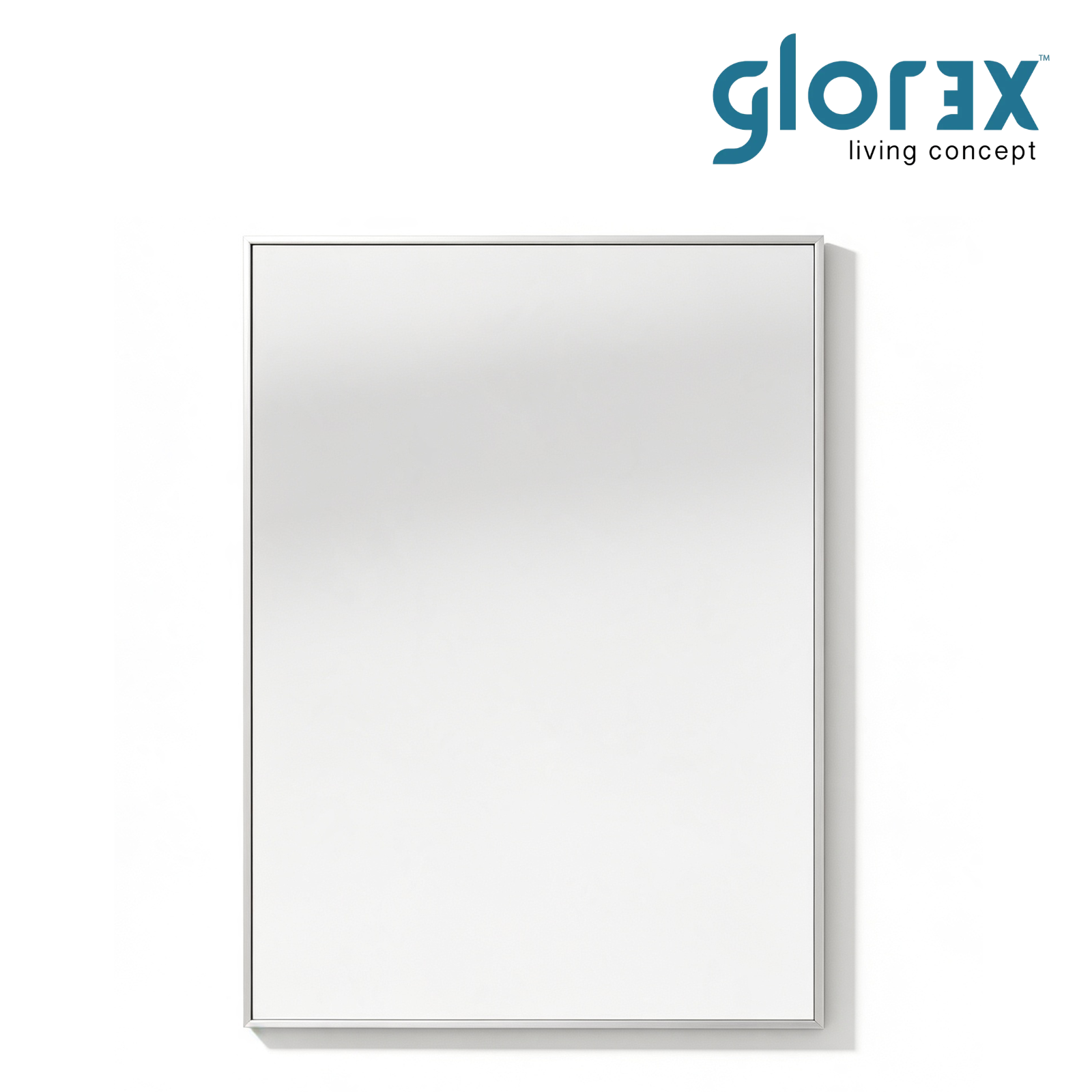 Glorex GLC 1001A/S Wall Mounted Silver Rectangular Wall Mirror 500×700mm Ultra-Slim 15mm Aluminium Frame Vertical & Horizontal Mount