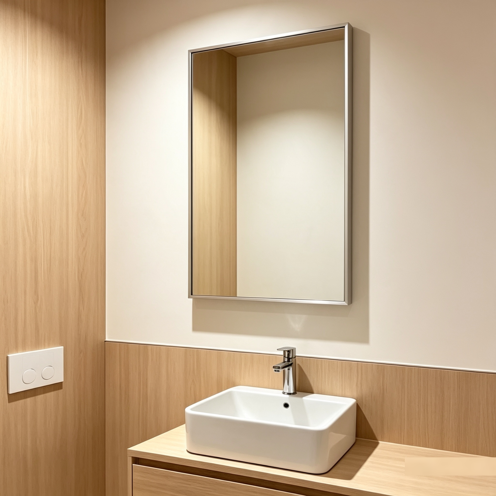 Glorex GLC 1001A/S Wall Mounted Silver Rectangular Wall Mirror 500×700mm Ultra-Slim 15mm Aluminium Frame Vertical & Horizontal Mount