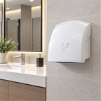 Saniware SWHD-2000 1800W Automatic Hand Dryer 220V-240V ABS White Wall Mounted Single Heat 15m/s Air Speed IPX2 for Commercial Toilet & Washroom