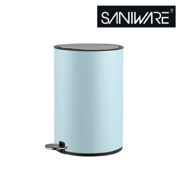 Saniware 12L Pedal Dustbin Soft Closing Lid Removable Inner Bucket Tong Sampah Bathroom Kitchen Office Bin – Black / Blue / Champagne Gold / Rose Gold / White / Stainless Steel