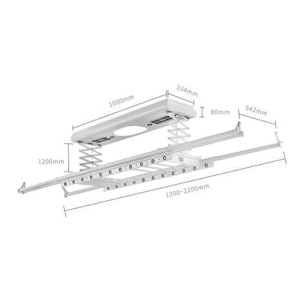 Saniware SW‑9018 Aluminium Electric Clothes Hanger 1000 (L) × 334 (W) × 80mm Premium Retractable Drying Rack