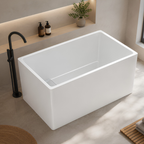 Arris Infinity ars - M1319 - 1200 Space Free 1200mm White Rectangular Freestanding Soaking Bathtub with Adjustable Acrylic Seat