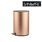 Saniware 12L Pedal Dustbin Soft Closing Lid Removable Inner Bucket Tong Sampah Bathroom Kitchen Office Bin – Black / Blue / Champagne Gold / Rose Gold / White / Stainless Steel