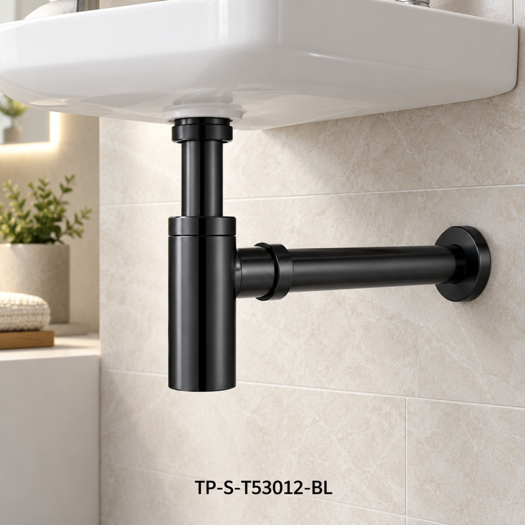 Onimi TP-S-T53012-BL SS304 Bottle Trap 1 1/4" (32mm) Black Finish Suitable For Basin Use