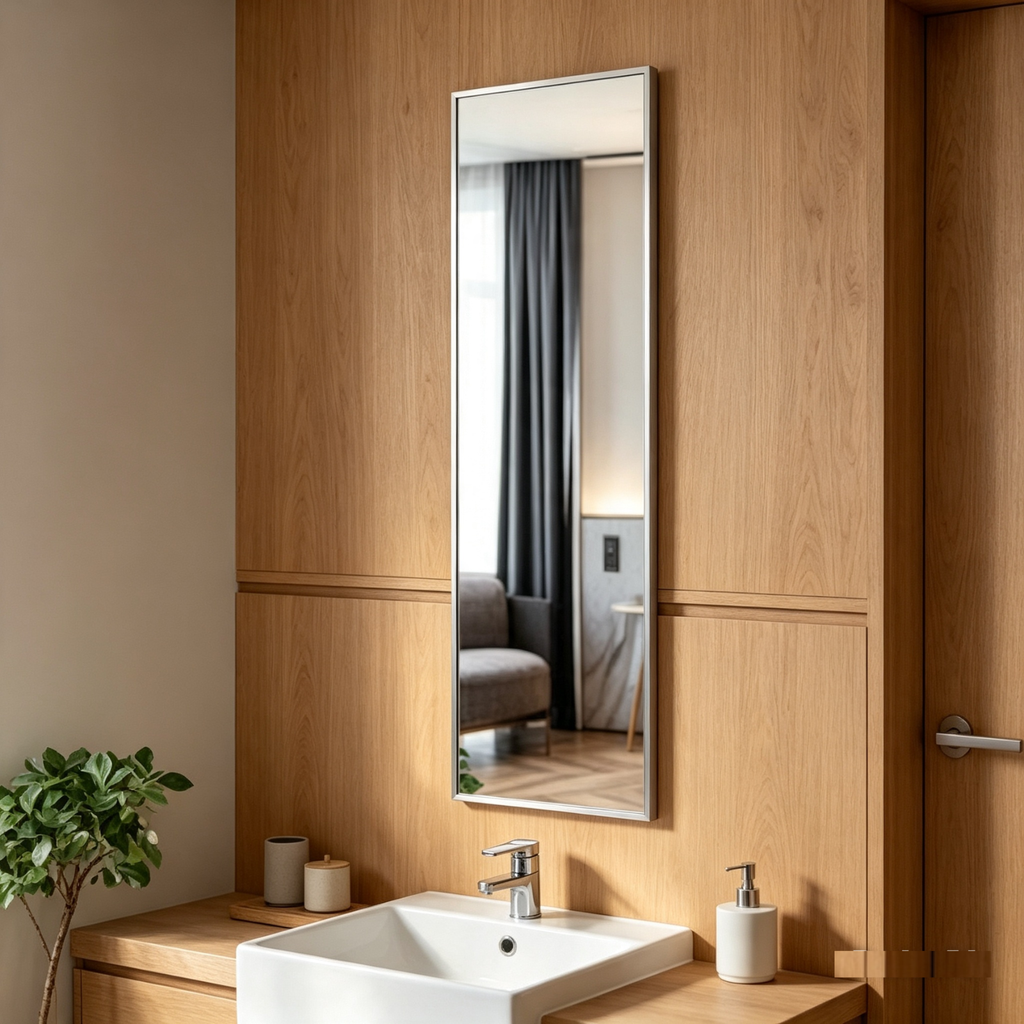 Glorex GLC 3003A/S Wall Mounted Silver Slim Full-Length Wall Mirror 300×1200mm Ultra-Slim 15mm Aluminium Frame Vertical Mount Only