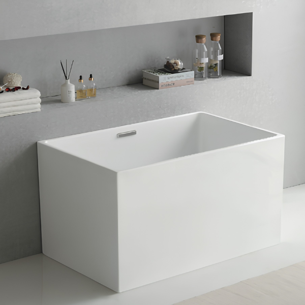 Arris Infinity ars - 27-Y Japanese 1200mm White Rectangular Freestanding Soaking Bathtub with Seat
