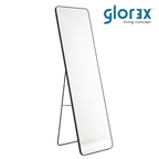 Glorex GLC 5003 Floor Standing Black Rounded Rectangular Full-Length Mirror 500×1600mm 15mm Aluminium Frame Wall-Mount & Freestanding