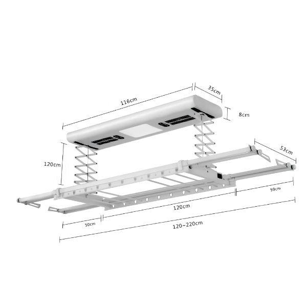 Saniware SW‑9019 Aluminium Electric Clothes Hanger 1160 (L) × 350 (W) × 80mm | Premium Retractable Drying Rack