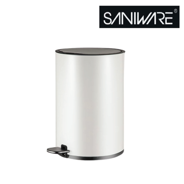 Saniware 12L Pedal Dustbin Soft Closing Lid Removable Inner Bucket Tong Sampah Bathroom Kitchen Office Bin – Black / Blue / Champagne Gold / Rose Gold / White / Stainless Steel