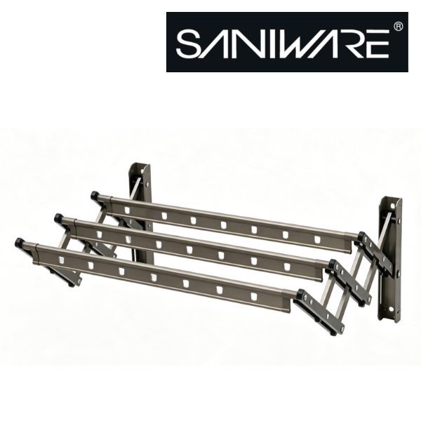 Saniware SW‑CH318C Aluminium Retractable Clothes Hanger 1200 (L) × 600 (W) × 380mm | Wall‑Mounted 1.2M Drying Rack