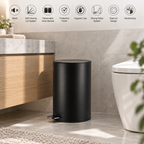 Saniware 12L Pedal Dustbin Soft Closing Lid Removable Inner Bucket Tong Sampah Bathroom Kitchen Office Bin – Black / Blue / Champagne Gold / Rose Gold / White / Stainless Steel