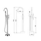 Arris Infinity ars - 73217 - C 1150mm Chrome Floor-Standing Bath Mixer Tap with Hand Shower
