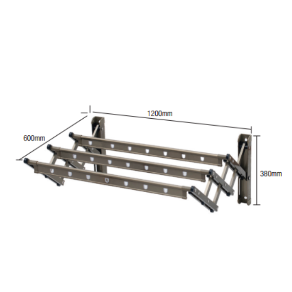 Saniware SW‑CH318C Aluminium Retractable Clothes Hanger 1200 (L) × 600 (W) × 380mm | Wall‑Mounted 1.2M Drying Rack