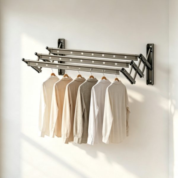 Saniware SW‑CH318C Aluminium Retractable Clothes Hanger 1200 (L) × 600 (W) × 380mm | Wall‑Mounted 1.2M Drying Rack