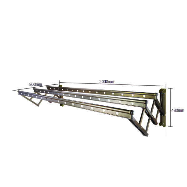 Saniware SW‑CH319A Aluminium Retractable Clothes Hanger 2000 (L) × 900 (W) × 480mm | Wall‑Mounted 2M Drying Rack