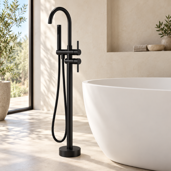 Arris Infinity ars - 73217 - B 1150mm Black Floor-Standing Bath Mixer Tap with Hand Shower