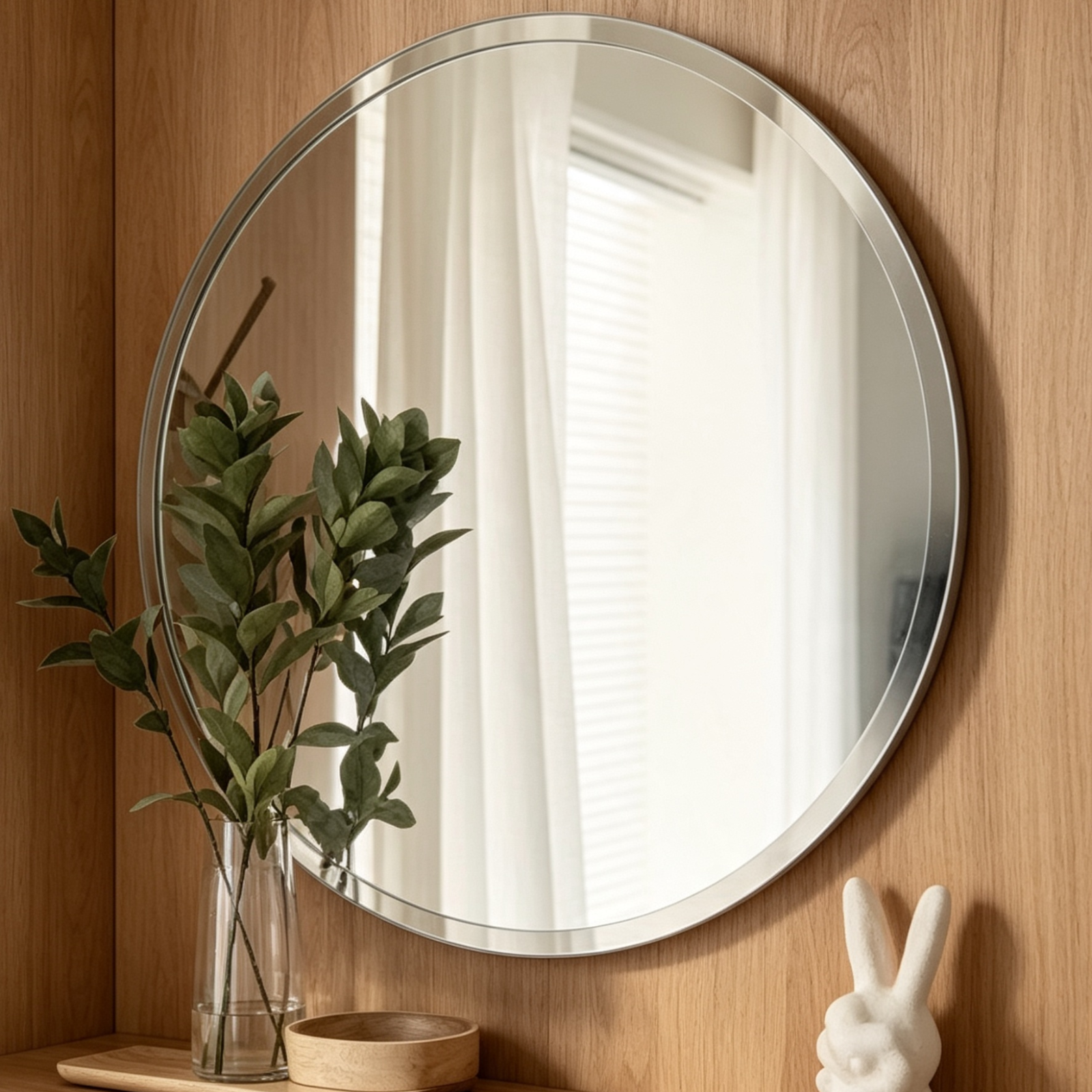 Glorex GLC 4001N Wall Mounted Frameless Round Bevel Edge Mirror 600mm Diameter