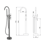 Arris Infinity ars-73217-GM 1150mm Gunmetal Floor-Standing Bath Mixer Tap with Hand Shower