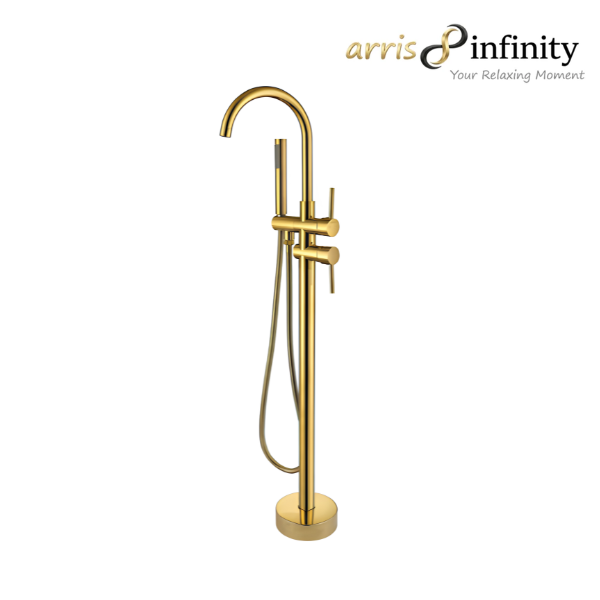 Arris Infinity  ars-73217-G 1150mm Gold Floor-Standing Bath Mixer Tap with Hand Shower