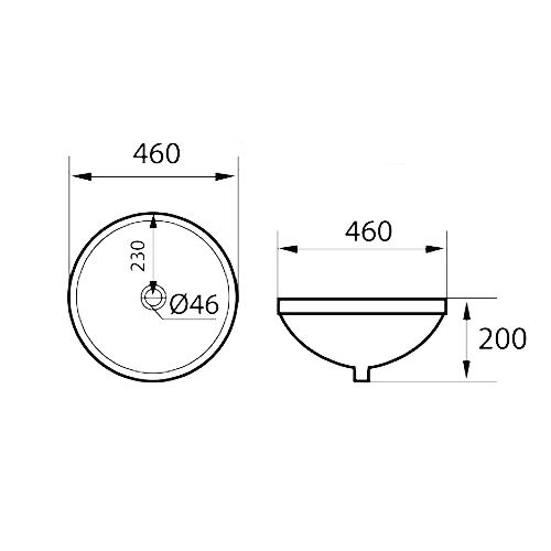 DOCASA 218D 460mm Ceramic White Counter Top Basin Sinki Tandas Bilik Mandi For Bathroom,Dining Area, And Outdoor Murah