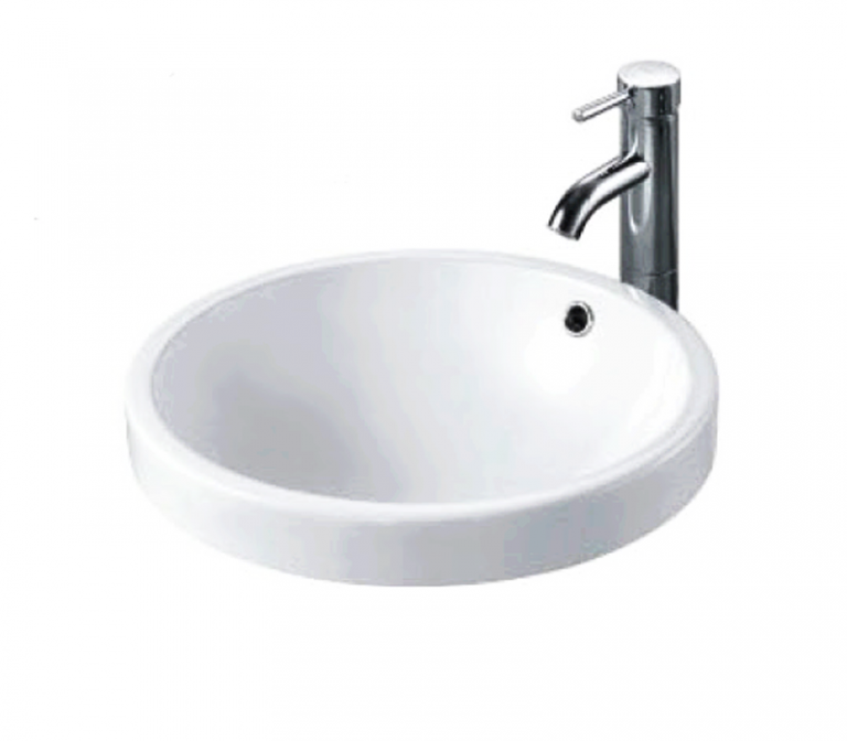 DOCASA 218D 460mm Ceramic White Counter Top Basin Sinki Tandas Bilik Mandi For Bathroom,Dining Area, And Outdoor Murah