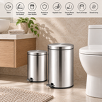 Saniware Stainless Steel Pedal Dustbin 12L / 20L Soft Closing Lid Removable Inner Bucket Tong Sampah Bathroom Kitchen Office Waste Bin