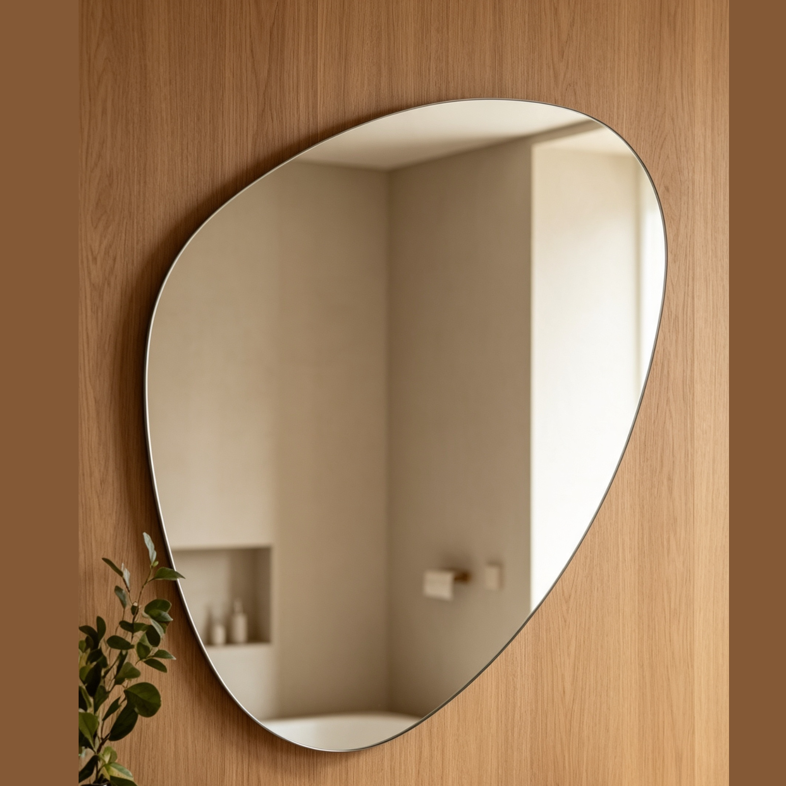 Glorex GLC 2002N Wall Mounted Frameless Teardrop Mirror 600x800mm Asymmetrical Organic Shape for Modern Bathrooms & Living Spaces