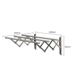 Saniware SW‑CH33518‑SS Stainless Steel Retractable Clothes Hanger 1800 (L) × 600 (W) × 420mm 3‑Tube Wall‑Mounted Drying Rack