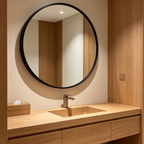 Glorex 7070-B Wall Mounted Matte Black Round Wall Mirror 700mm 27mm Aluminium Frame Extra Large Statement Mirror