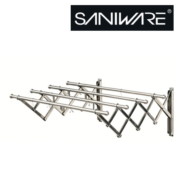 Saniware SW‑CH43518‑SS Stainless Steel Retractable Clothes Hanger 1800 (L) × 1020 (W) × 420mm | 4‑Tube Wall‑Mounted Drying Rack