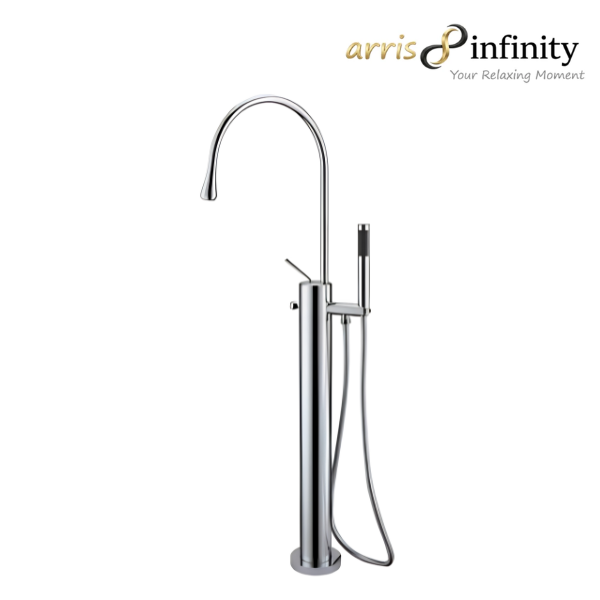 Arris Infinity ars-73006-C Chrome Floor-Standing Bath Mixer Tap with 360° Swivel Spout and Hand Shower