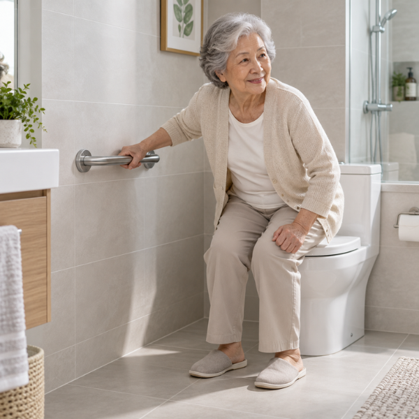 Saniware SUS304 Stainless Steel Bathroom Grab Bar Safety Support Handle Wall Mounted for Elderly Disabled Toilet Shower – 300mm / 450mm / 600mm