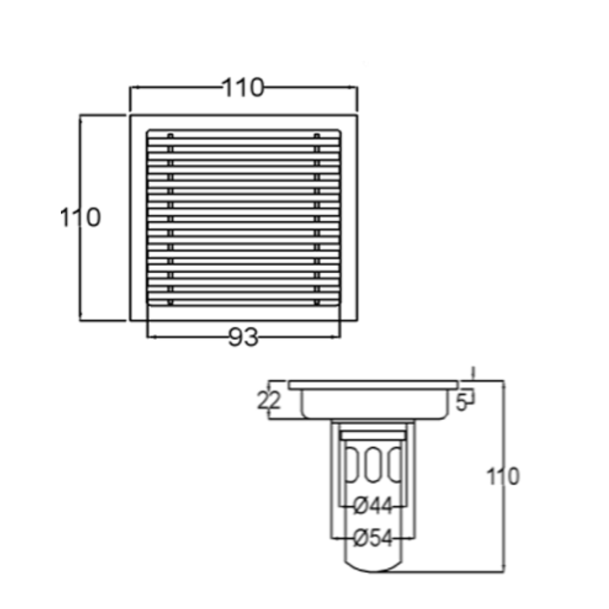 Onimi FT152-4 Stainless Steel Square Floor Tray / Floor Drain – 110mm