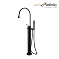 Arris Infinity ars-73006-B Black Floor-Standing Bath Mixer Tap with 360° Swivel Spout and Hand Shower