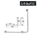 Saniware SWP-SS-304-GB-700L SUS304 Stainless Steel L-Shape Grab Bar Left Wall Mounted Bathroom Safety Support Handle 700 x 700 x Ø32mm for Elderly Disabled Toilet Shower