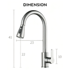 Saniware SWP-SS-304-3950 304 Stainless Steel Flexible Hose Kitchen Pull Out Pillar Sink Tap Kitchen Sink