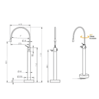 Arris Infinity ars-73006-B Black Floor-Standing Bath Mixer Tap with 360° Swivel Spout and Hand Shower