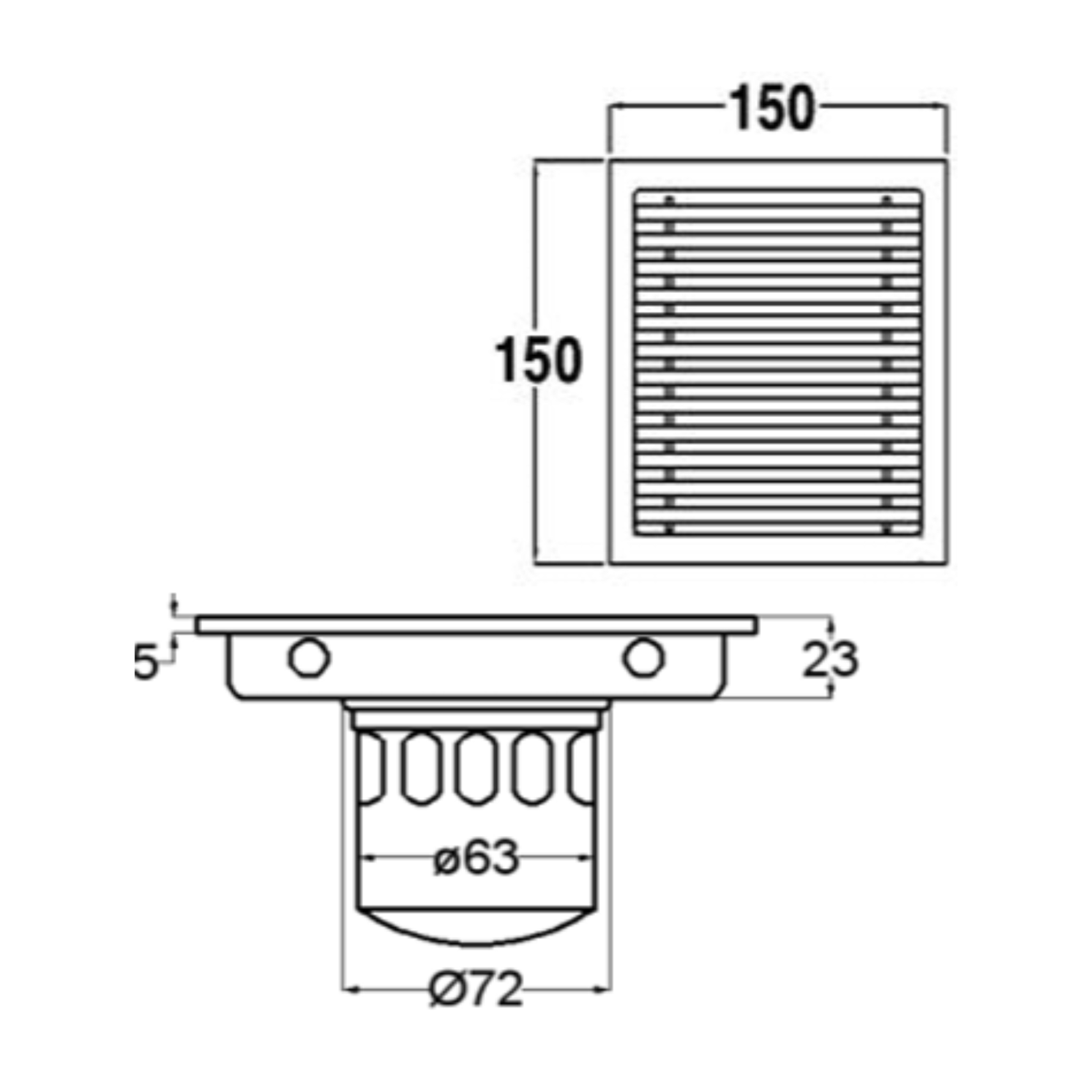Onimi FT152-6 Stainless Steel Square Floor Tray / Floor Drain – 150mm