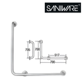 Saniware SWP-SS-304-GB-700R SUS304 Stainless Steel L-Shape Grab Bar Right Wall Mounted Bathroom Safety Support Handle 700 x 700 x Ø32mm for Elderly Disabled Toilet Shower