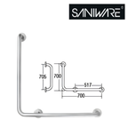 Saniware SWP-SS-304-GB-700R SUS304 Stainless Steel L-Shape Grab Bar Right Wall Mounted Bathroom Safety Support Handle 700 x 700 x Ø32mm for Elderly Disabled Toilet Shower