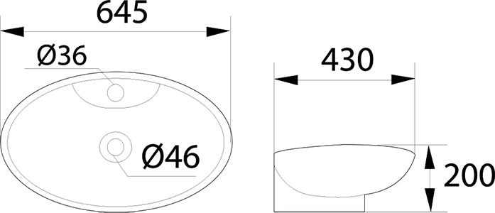 DOCASA 228 645mm Ceramic White Counter Top Basin Sinki Tandas Bilik Mandi For Bathroom, Dining Area, And Outdoor Murah
