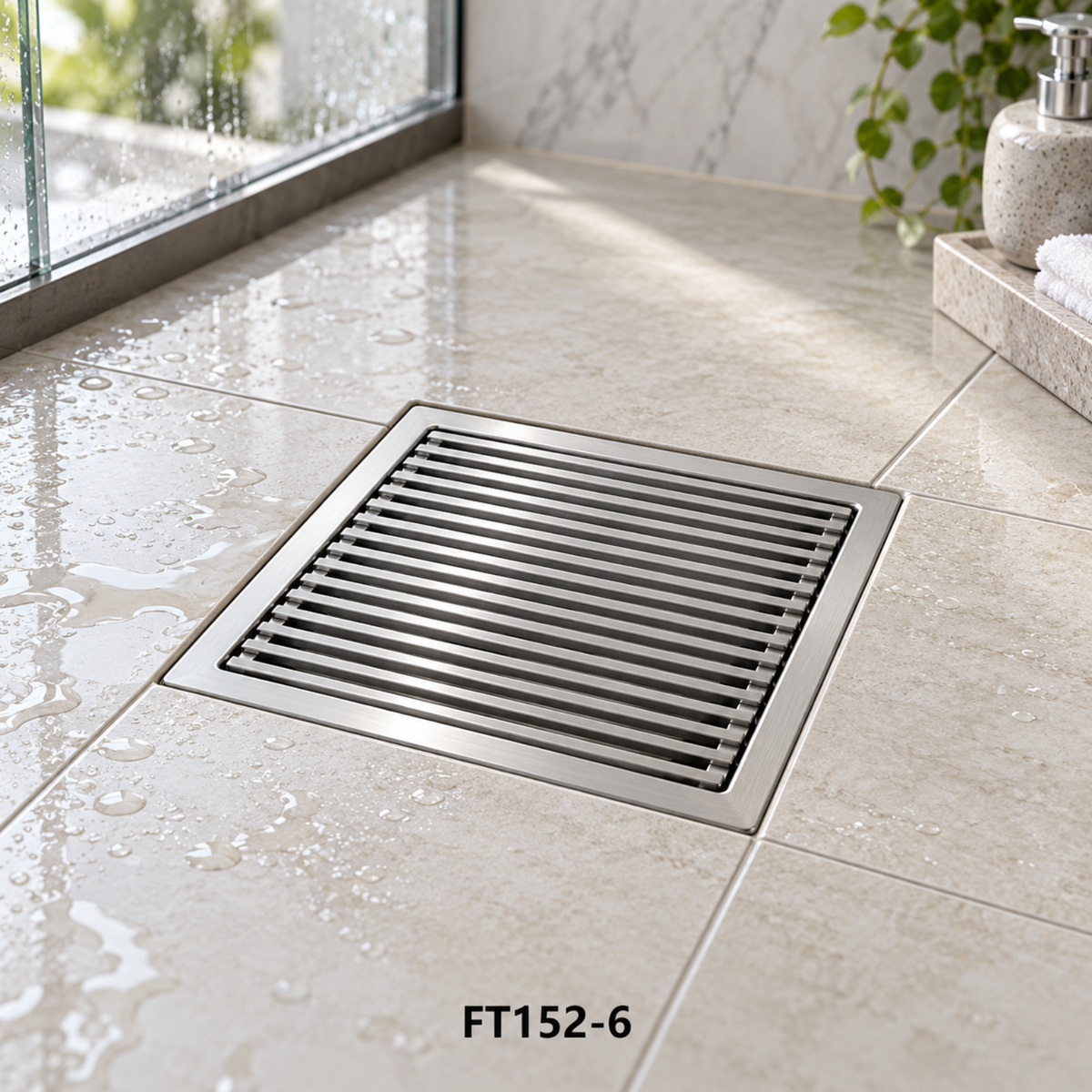 Onimi FT152-6 Stainless Steel Square Floor Tray / Floor Drain – 150mm