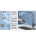 Saniware SWP-SS-304-3950 304 Stainless Steel Flexible Hose Kitchen Pull Out Pillar Sink Tap Kitchen Sink