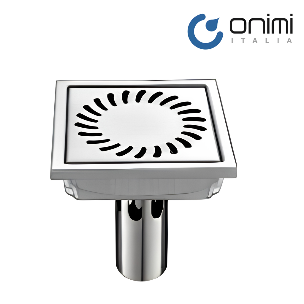 Onimi FT153-4 Stainless Steel Square Floor Tray / Floor Drain – 110mm Swirl Design