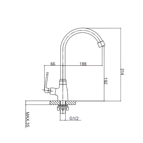 Saniware SWP-BR-3365 Chrome Kitchen Pillar Sink Tap Suitable for: Kitchen Sinks, Utility Sinks and Food Preparation Areas
