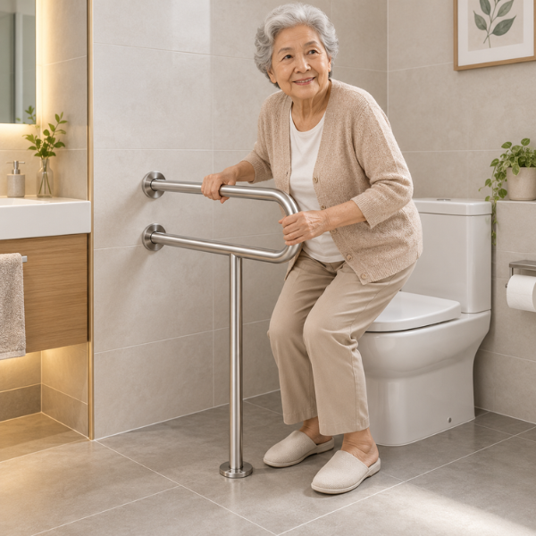 Saniware SWP-SS-304-GB-700T SUS304 Stainless Steel T-Shape Grab Bar Wall Mounted Bathroom Safety Support Handle 700 x 755 x Ø32mm for Elderly Disabled Toilet Use