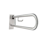Saniware SWP-SS-304-GB-3275U SUS304 Stainless Steel U-Shape Foldable Grab Bar Wall Mounted Bathroom Safety Support Rail with Tissue Holder 32 x 750mm for Elderly Disabled Toilet Use